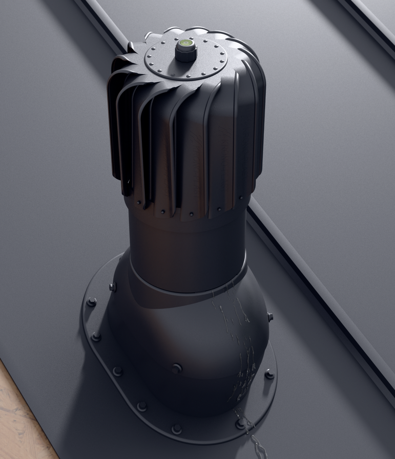 Roof turbine vent - active attic, kitchen and bathroom roof exhaust - Ivent ROTO Oblong – Metal Installation