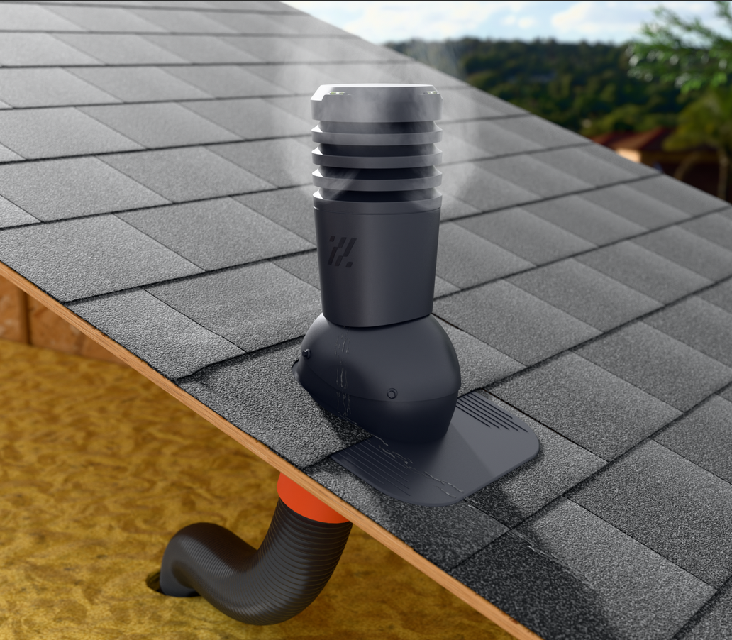 Kitchen, Bathroom and Dryer Roof Exhaust Vent - Ivent ECO – Shingle Installation
