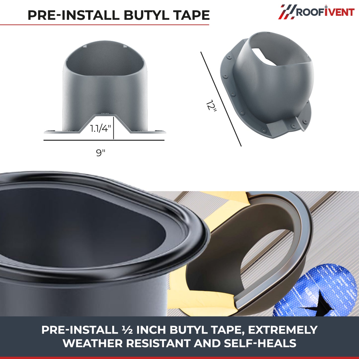 Attic vent Ivent FLOW – Metal 1 ¼ Rib Profile Installation