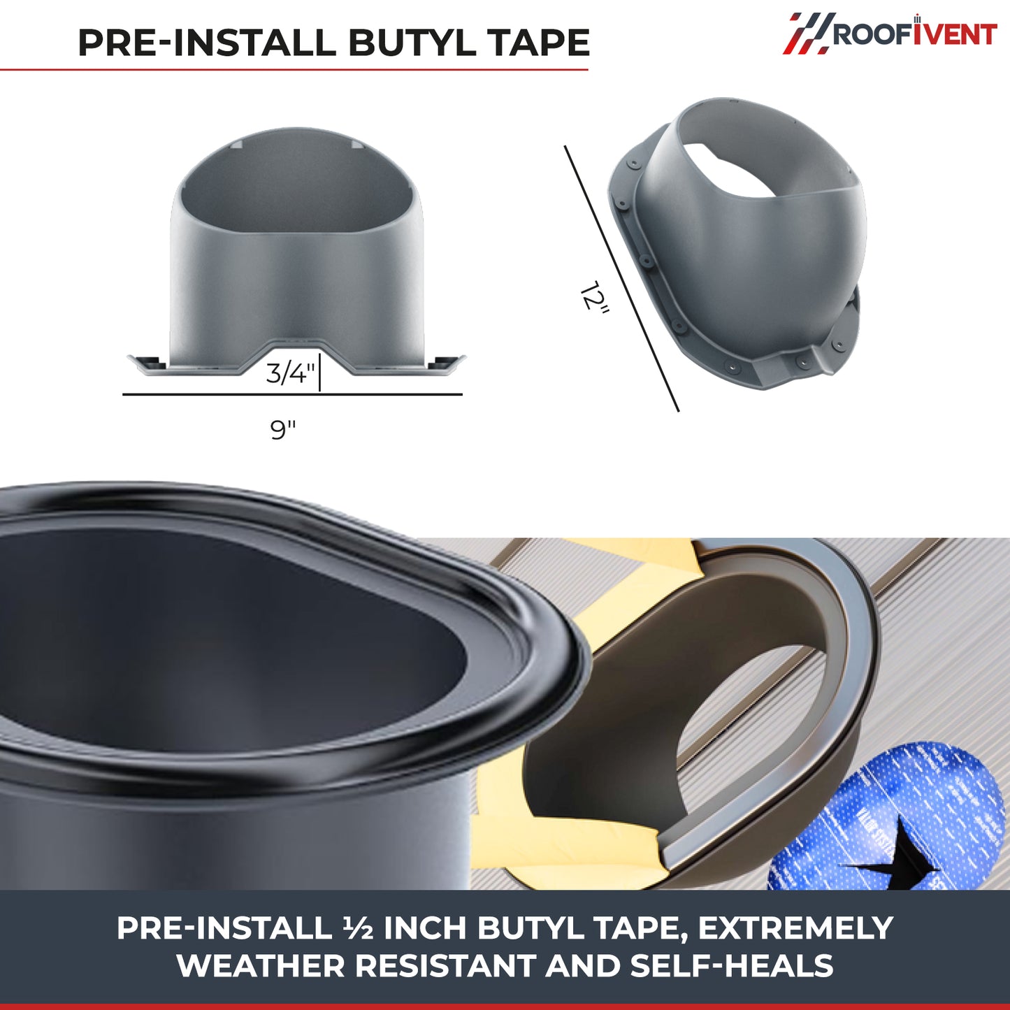 Attic vent Ivent FLOW – Metal ¾ Rib Profile Installation