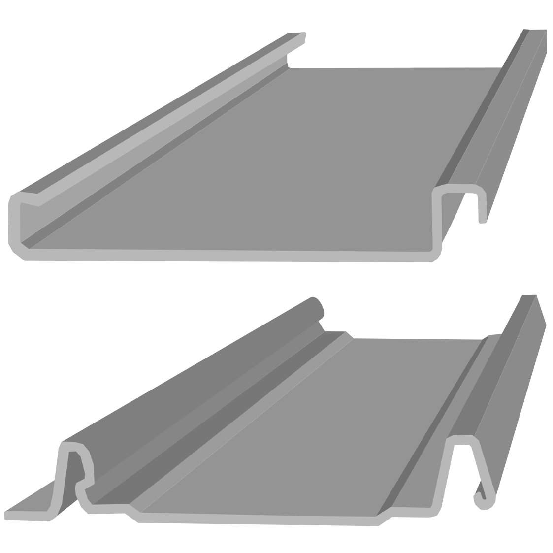 Standing seam or snap lock profile metal roofing