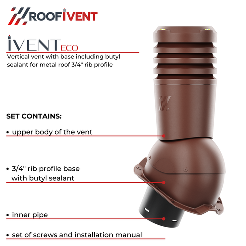Kitchen and bathroom roof vent Ivent ECO – Metal Rib Profile ¾ inch ...