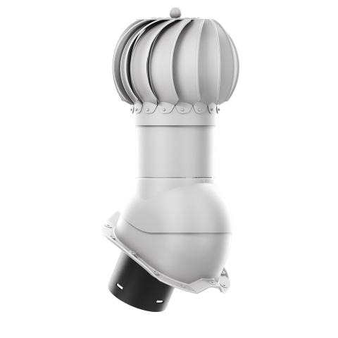 IVENT ROTO ROUND - Kitchen and Bathroom Exhaust Vent for Metal Exposed Fasteners Roofing with RIB profile 3/4" high.