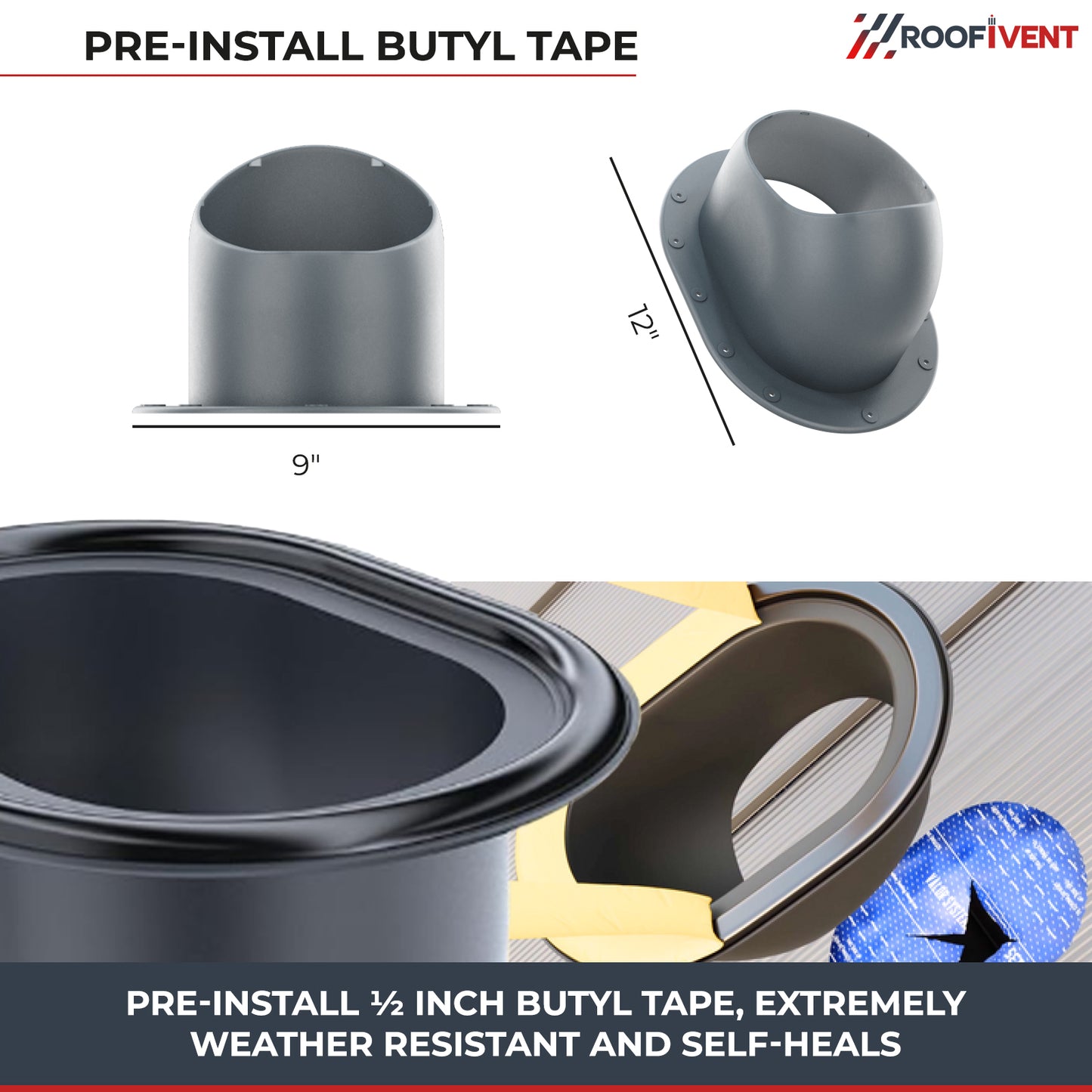 Kitchen, Bathroom and Dryer Roof Exhaust Vent - Ivent ECO – Metal Installation