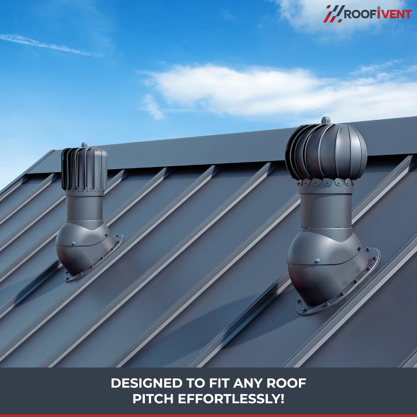 Roof turbine vent - active attic, kitchen and bathroom roof exhaust - Ivent ROTO Round – Metal Installation